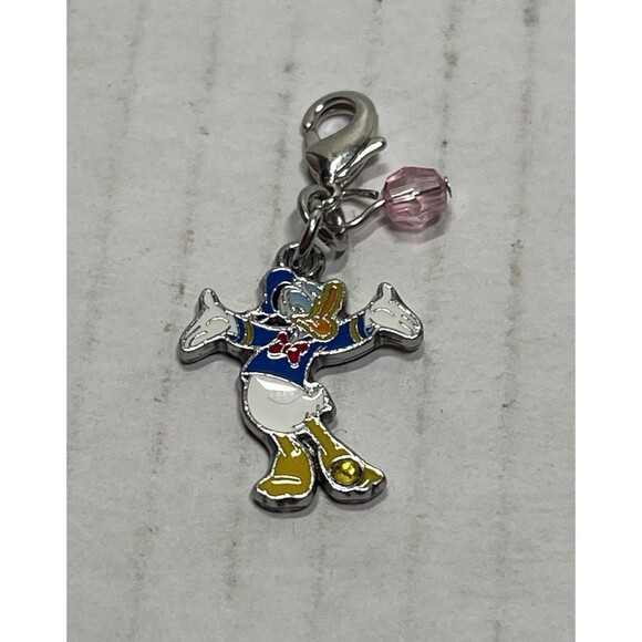 Vintage Disney Donald Duck Charm Clip On For Bracelet Zipper Pull Purse Crystals - Picture 1 of 3